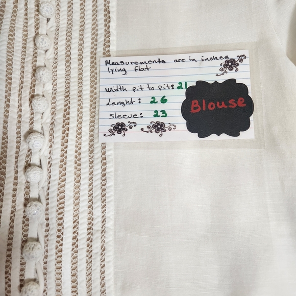 Soft Surroundings Bohemian Off White Lace-Trimmed Blouse Office Business Work - Picture 12 of 12